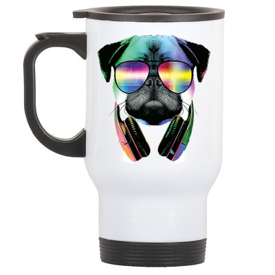 Trippy DJ Pug Stainless Steel Travel Mug