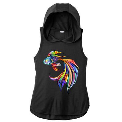 Trippy Fish Motley Ladies PosiCharge Tri-Blend Wicking Draft Hoodie Tank