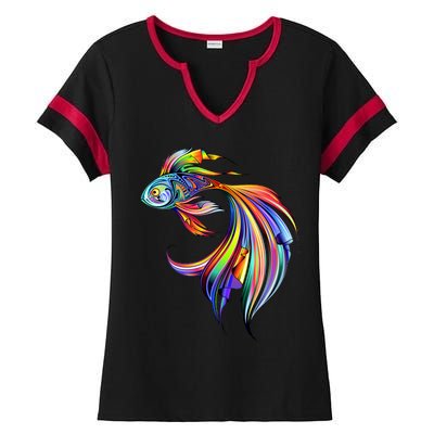 Trippy Fish Motley Ladies Halftime Notch Neck Tee