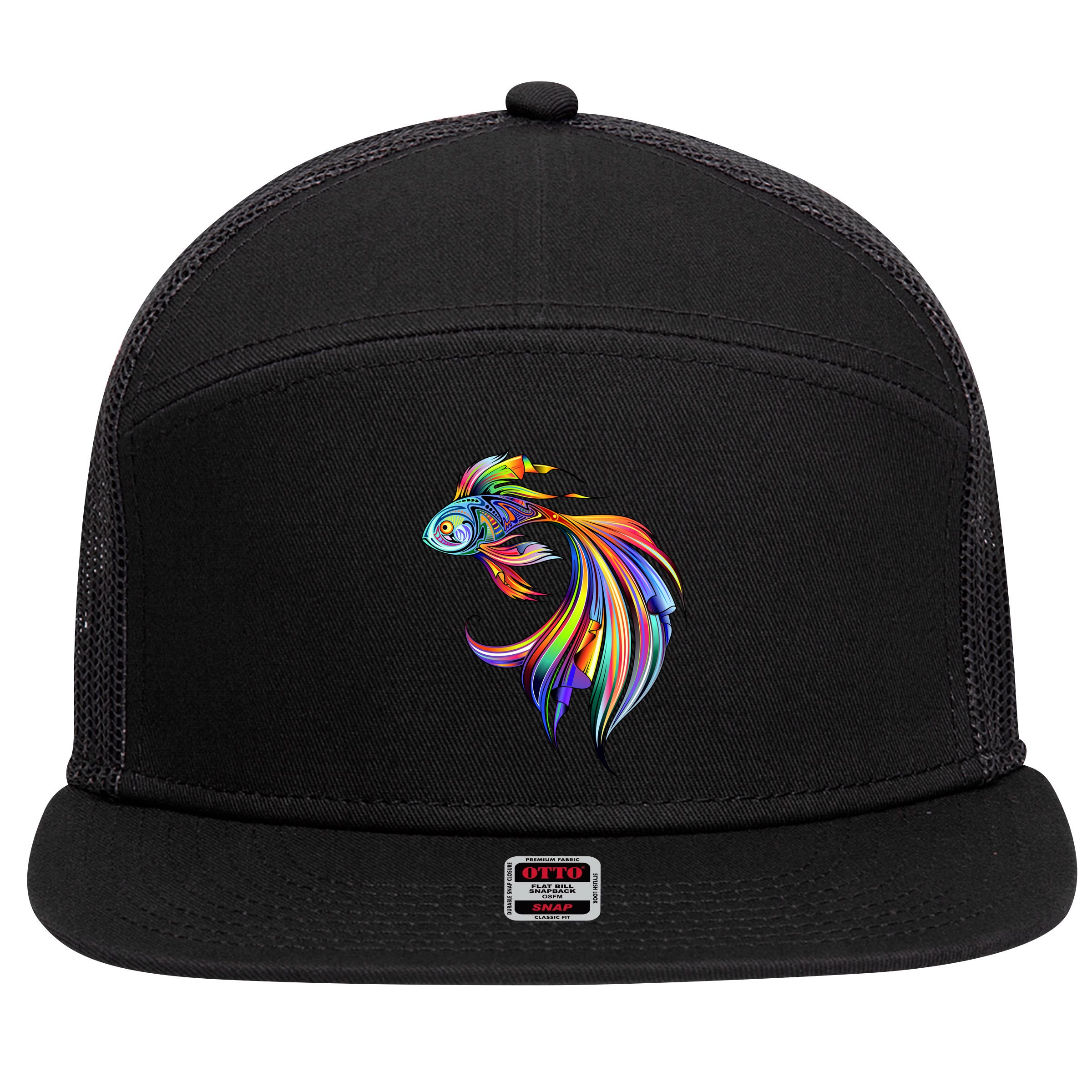 Trippy Fish Motley 7 Panel Mesh Trucker Snapback Hat