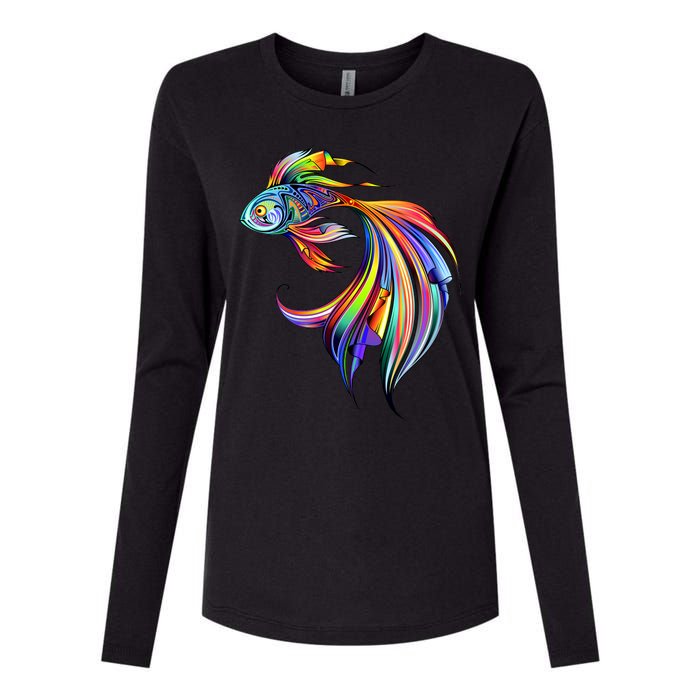 Trippy Fish Motley Womens Cotton Relaxed Long Sleeve T-Shirt