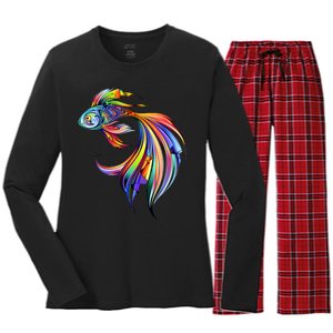 Trippy Fish Motley Women's Long Sleeve Flannel Pajama Set 