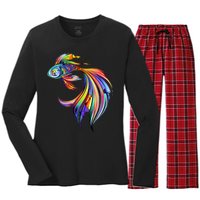 Trippy Fish Motley Women's Long Sleeve Flannel Pajama Set 