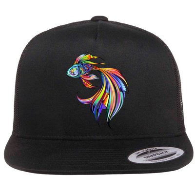 Trippy Fish Motley Flat Bill Trucker Hat