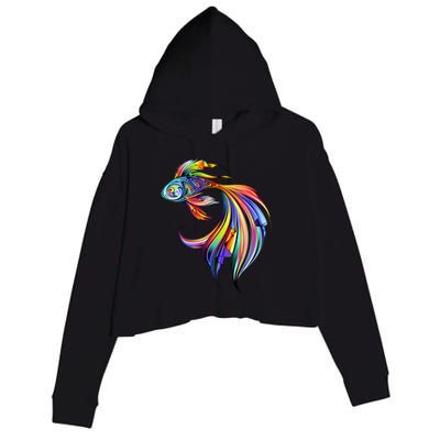 Trippy Fish Motley Crop Fleece Hoodie