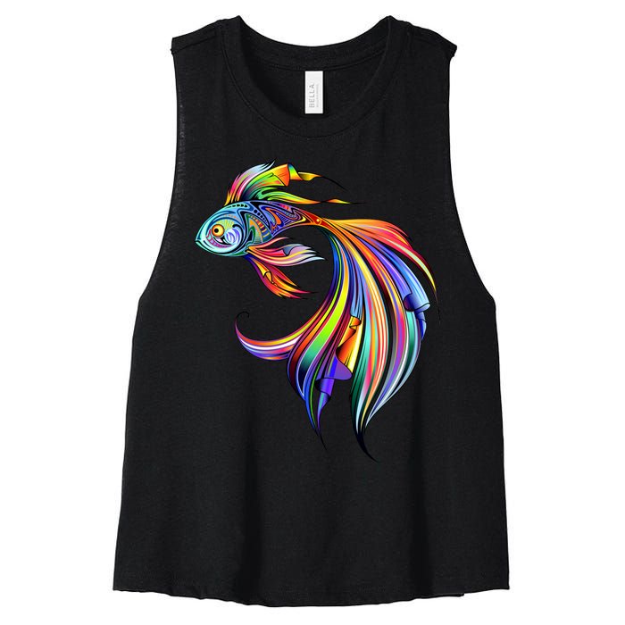 Trippy Fish Motley Women's Racerback Cropped Tank