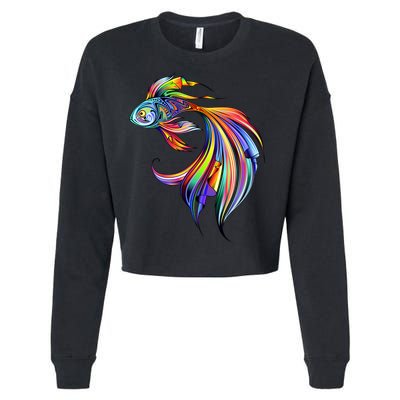 Trippy Fish Motley Cropped Pullover Crew