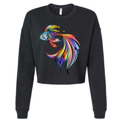 Trippy Fish Motley Cropped Pullover Crew