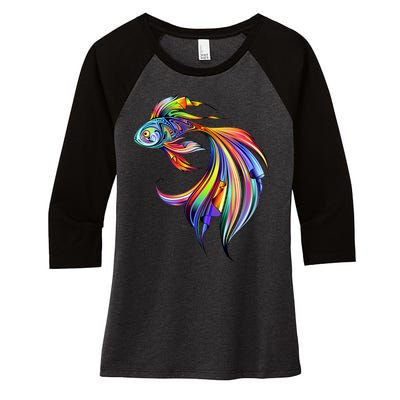 Trippy Fish Motley Women's Tri-Blend 3/4-Sleeve Raglan Shirt