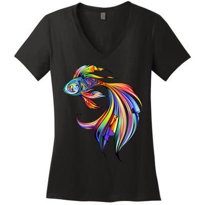 Trippy Fish Motley Women's V-Neck T-Shirt