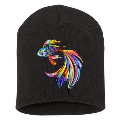 Trippy Fish Motley Short Acrylic Beanie