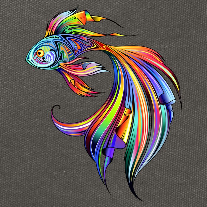 Trippy Fish Motley Cotton Canvas Backpack