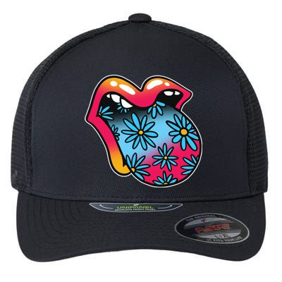 Trippy Floral Mouth Flexfit Unipanel Trucker Cap