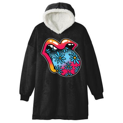 Trippy Floral Mouth Hooded Wearable Blanket