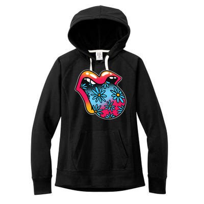 Trippy Floral Mouth Women's Fleece Hoodie