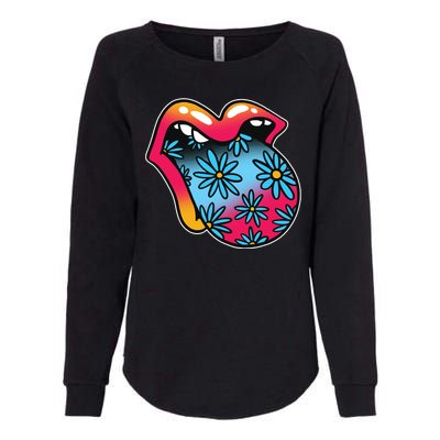 Trippy Floral Mouth Womens California Wash Sweatshirt