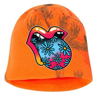 Trippy Floral Mouth Kati - Camo Knit Beanie