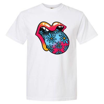 Trippy Floral Mouth Garment-Dyed Heavyweight T-Shirt