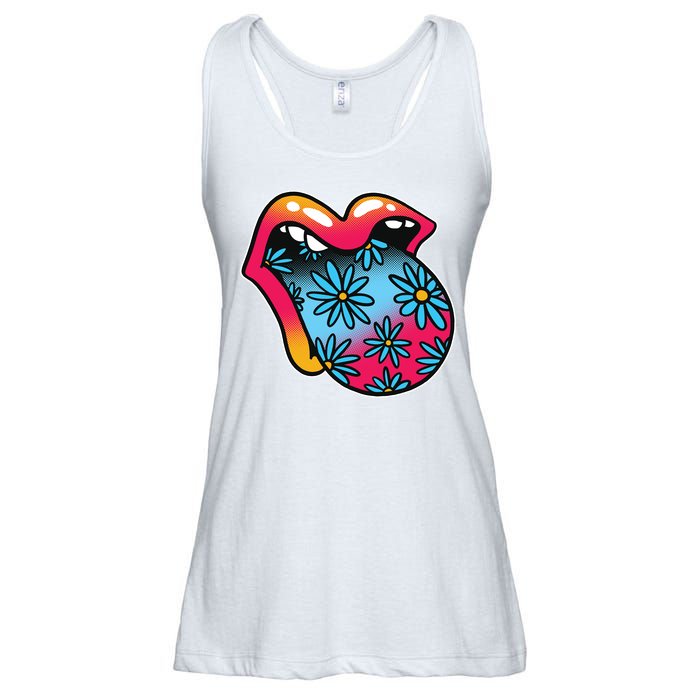 Trippy Floral Mouth Ladies Essential Flowy Tank