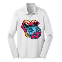 Trippy Floral Mouth Silk Touch Performance Long Sleeve Polo