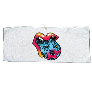 Trippy Floral Mouth Large Microfiber Waffle Golf Towel