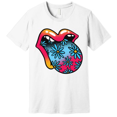 Trippy Floral Mouth Premium T-Shirt