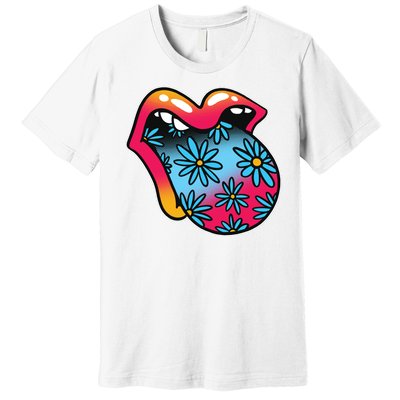 Trippy Floral Mouth Premium T-Shirt