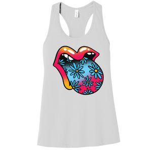 Trippy Floral Mouth Women's Racerback Tank