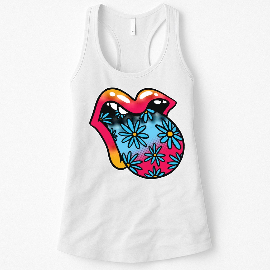 Trippy Floral Mouth Womens Tank Top