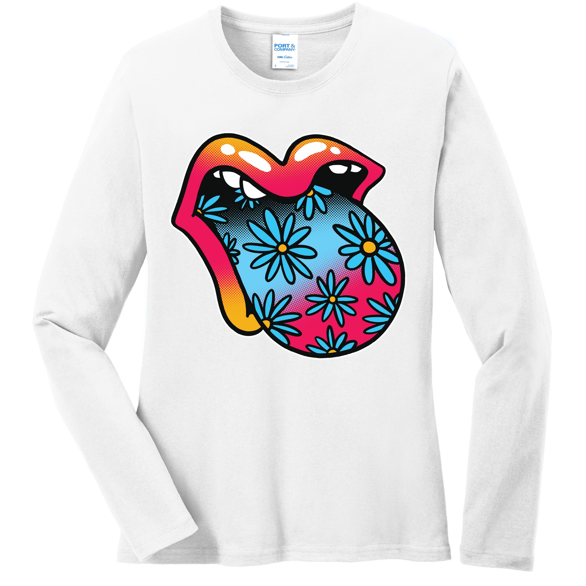 Trippy Floral Mouth Ladies Long Sleeve Shirt