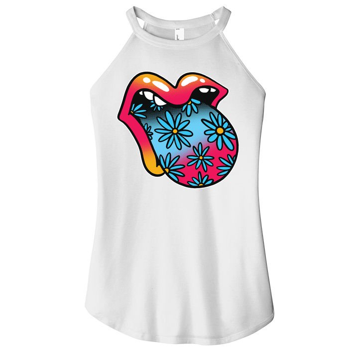 Trippy Floral Mouth Women's Perfect Tri Rocker Tank