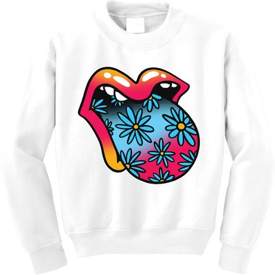 Trippy Floral Mouth Kids Sweatshirt