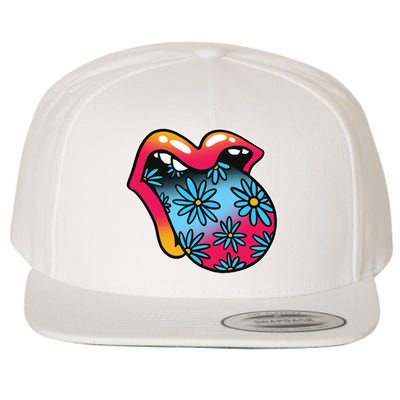 Trippy Floral Mouth Wool Snapback Cap