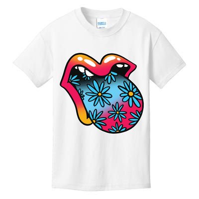 Trippy Floral Mouth Kids T-Shirt