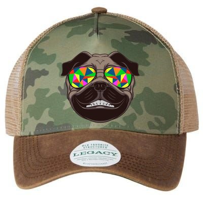 Trippy Hypnotized Pug Legacy Tie Dye Trucker Hat