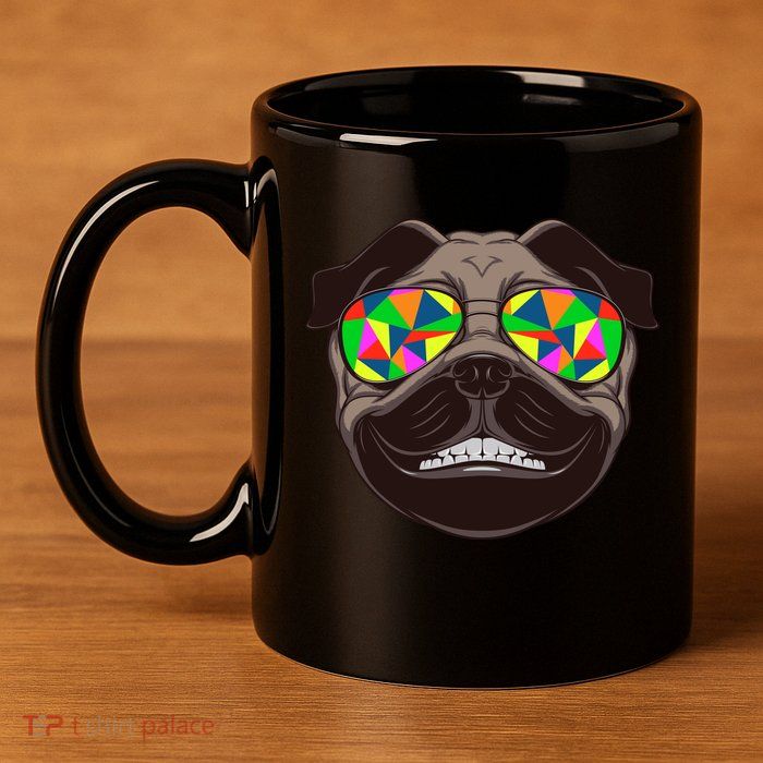 Trippy Hypnotized Pug 11oz C Handle Ceramic Mug