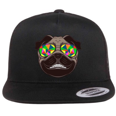 Trippy Hypnotized Pug Flatbill Hat