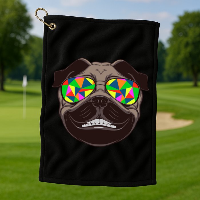 Trippy Hypnotized Pug Golf Towel