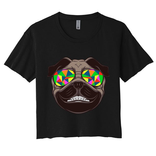 Trippy Hypnotized Pug Women's Crop Top Tee