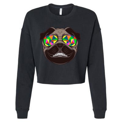 Trippy Hypnotized Pug Cropped Pullover Crew