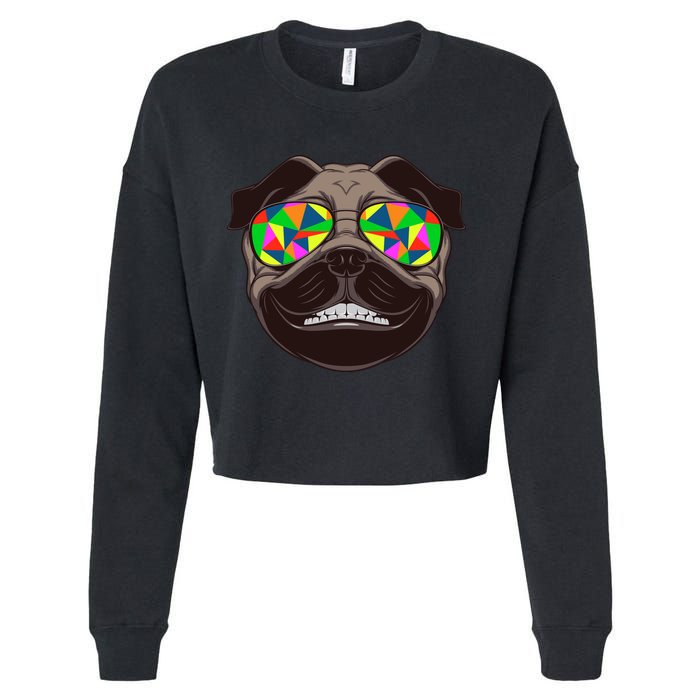 Trippy Hypnotized Pug Cropped Pullover Crew