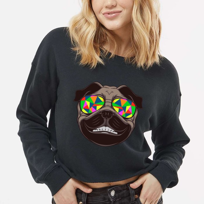 Trippy Hypnotized Pug Cropped Pullover Crew