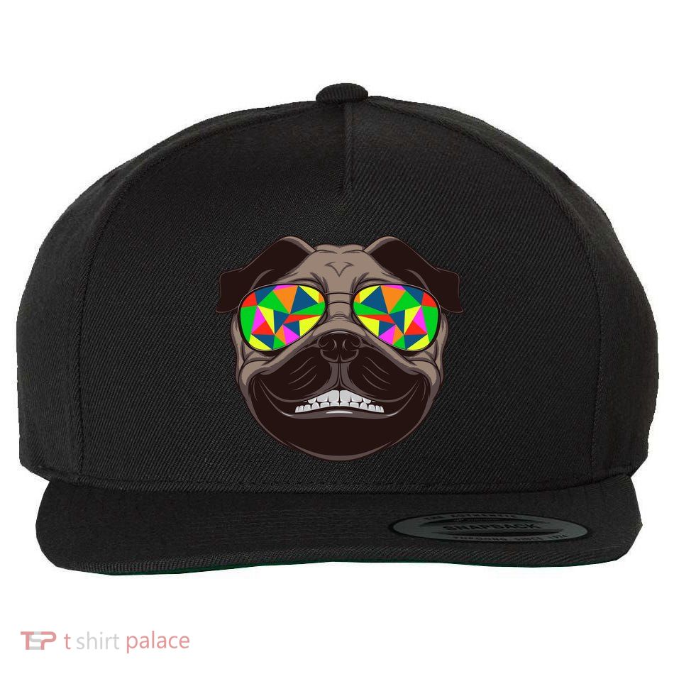 Trippy Hypnotized Pug Wool Snapback Cap