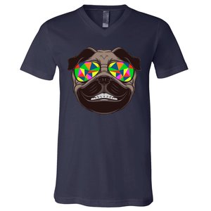 Trippy Hypnotized Pug V-Neck T-Shirt