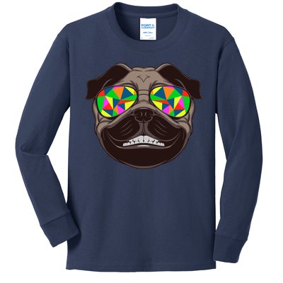 Trippy Hypnotized Pug Kids Long Sleeve Shirt