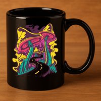 Trippy Mushroom Road 11oz C Handle Ceramic Mug