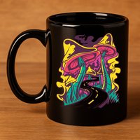 Trippy Mushroom Road 11oz C Handle Ceramic Mug