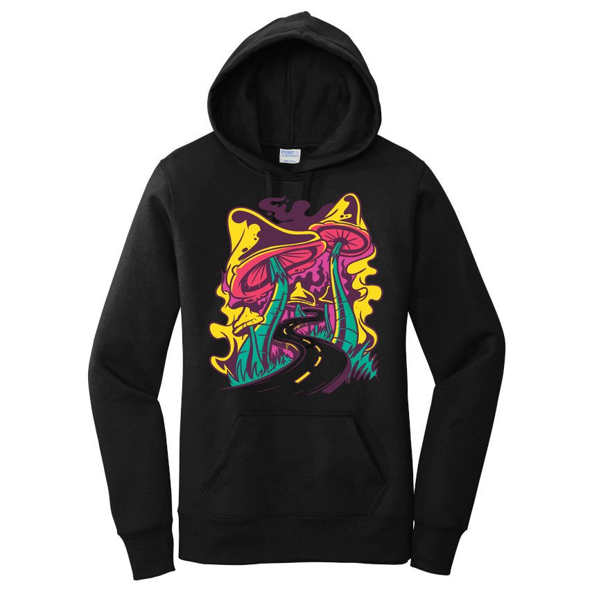 Trippy Mushroom Road Women's Pullover Hoodie