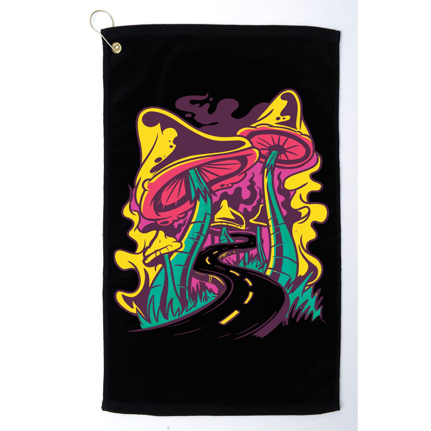 Trippy Mushroom Road Golf Towel