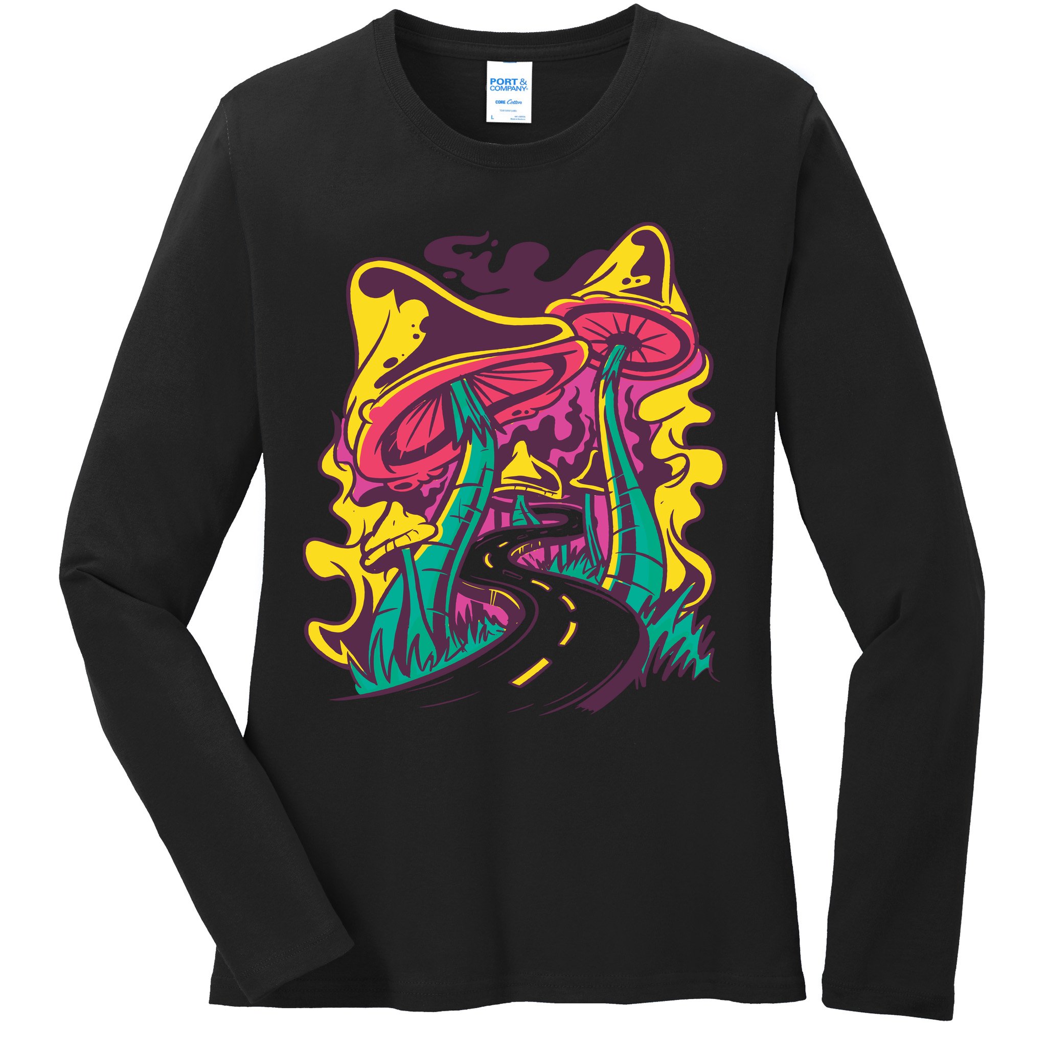 Trippy Mushroom Road Ladies Long Sleeve Shirt